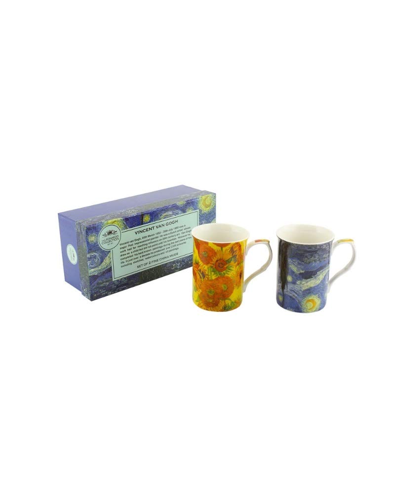 The Leonardo Collection Van Gogh Castle Mugs Set of 2, Ceramic, Multicoloured, 2 Count (Pack of 1)