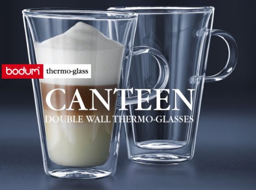 Bodum Canteen Double Wall Glass Set, Mouth Blown Borosilicate Glass - 0.4 L, Pack of 2