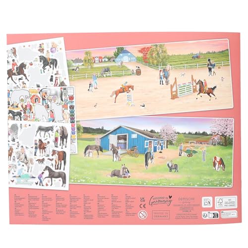 Depesche 13586 Create Your Happy Horses Sticker Book with 24 Background Pages for Creating Your Own Horse Worlds Includes 6 Sticker Sheets