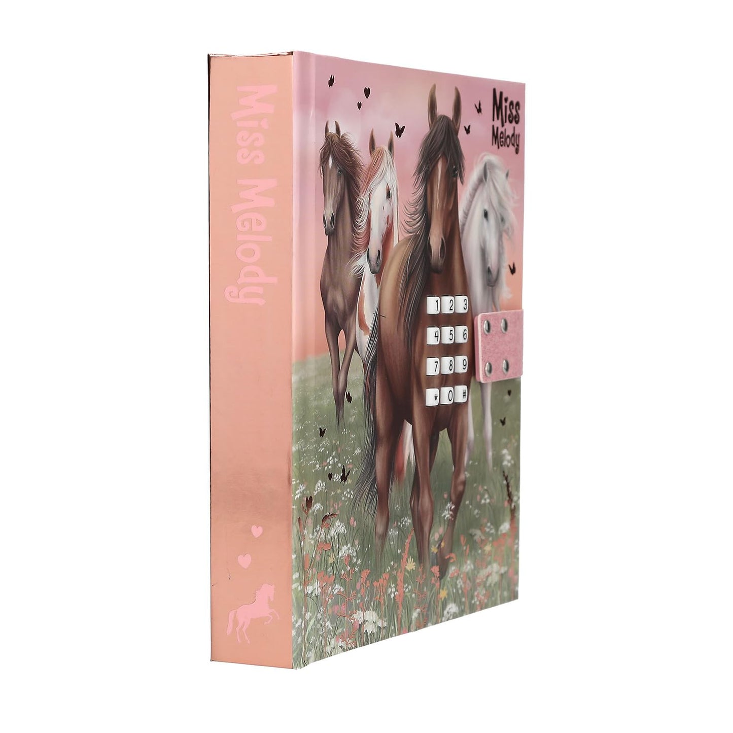 Depesche Miss Melody 13236 Diary with Number Code and Sound, Book in Pink and Green, with Horse Motif and 80 Lined and Colourful Illustrated Pages