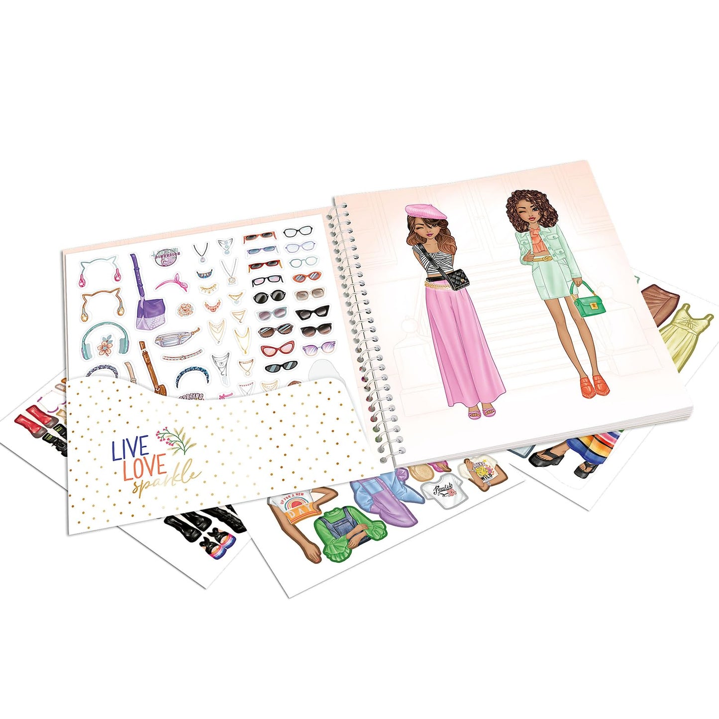 Depesche 13804 TOPModel Dress Me Up Sticker Book with 24 Pages of Pre-Printed Model Motifs to Design Yourself, Includes 11 Sticker Sheets