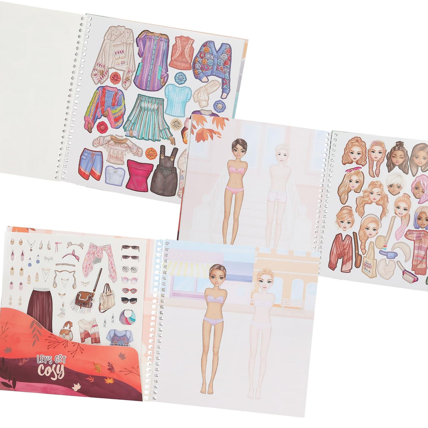Depesche 13573 TOPModel Cosy-Book 24 Preprinted Pages to Create Outfits, Including 11 Sheets of Stickers, Paper, Multicolour, One Size