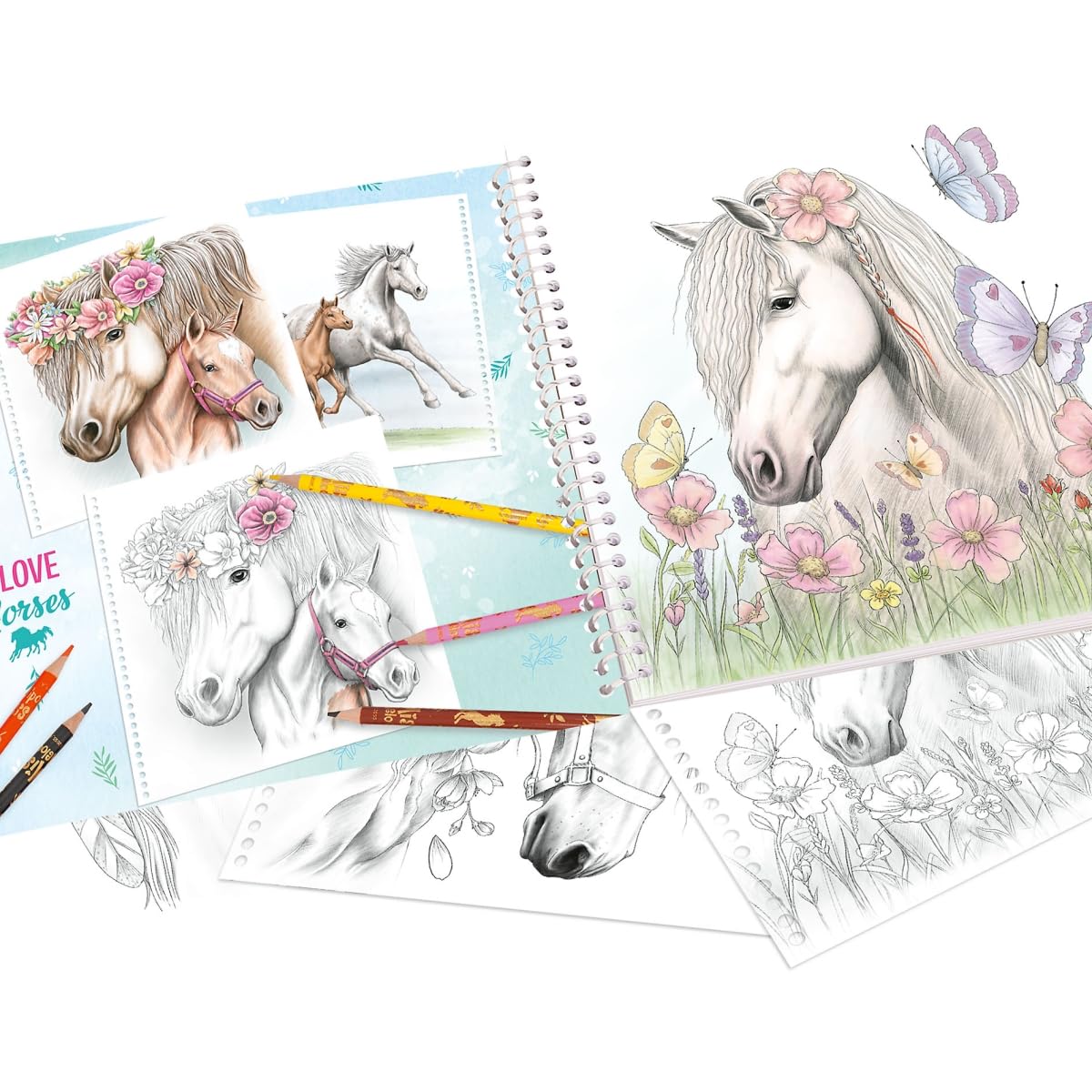 Depesche 12469 Miss Melody Special Colouring Book with 20 Dream Horses Designs for Colouring with Pencils or Freshwater Paint, Multi-Colour