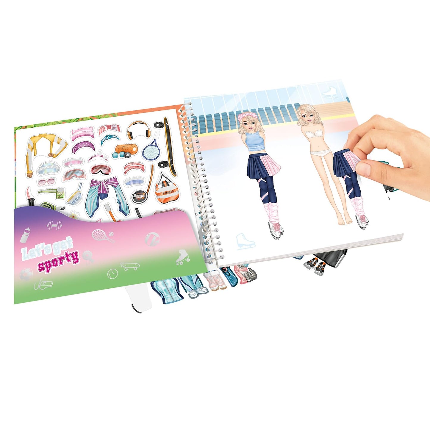 Depesche 13808 TOPModel Dress Me Up Sticker Book Sports with 24 Pages Sporty Model Motifs to Design Yourself Includes 11 Sticker Sheets