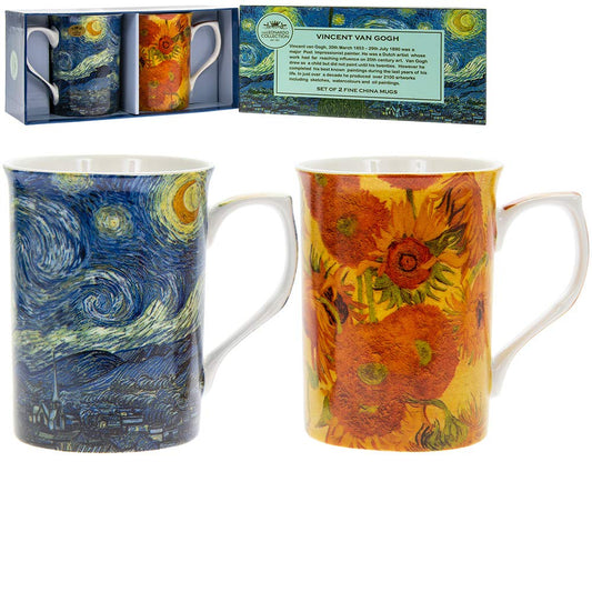 The Leonardo Collection Van Gogh Castle Mugs Set of 2, Ceramic, Multicoloured, 2 Count (Pack of 1)
