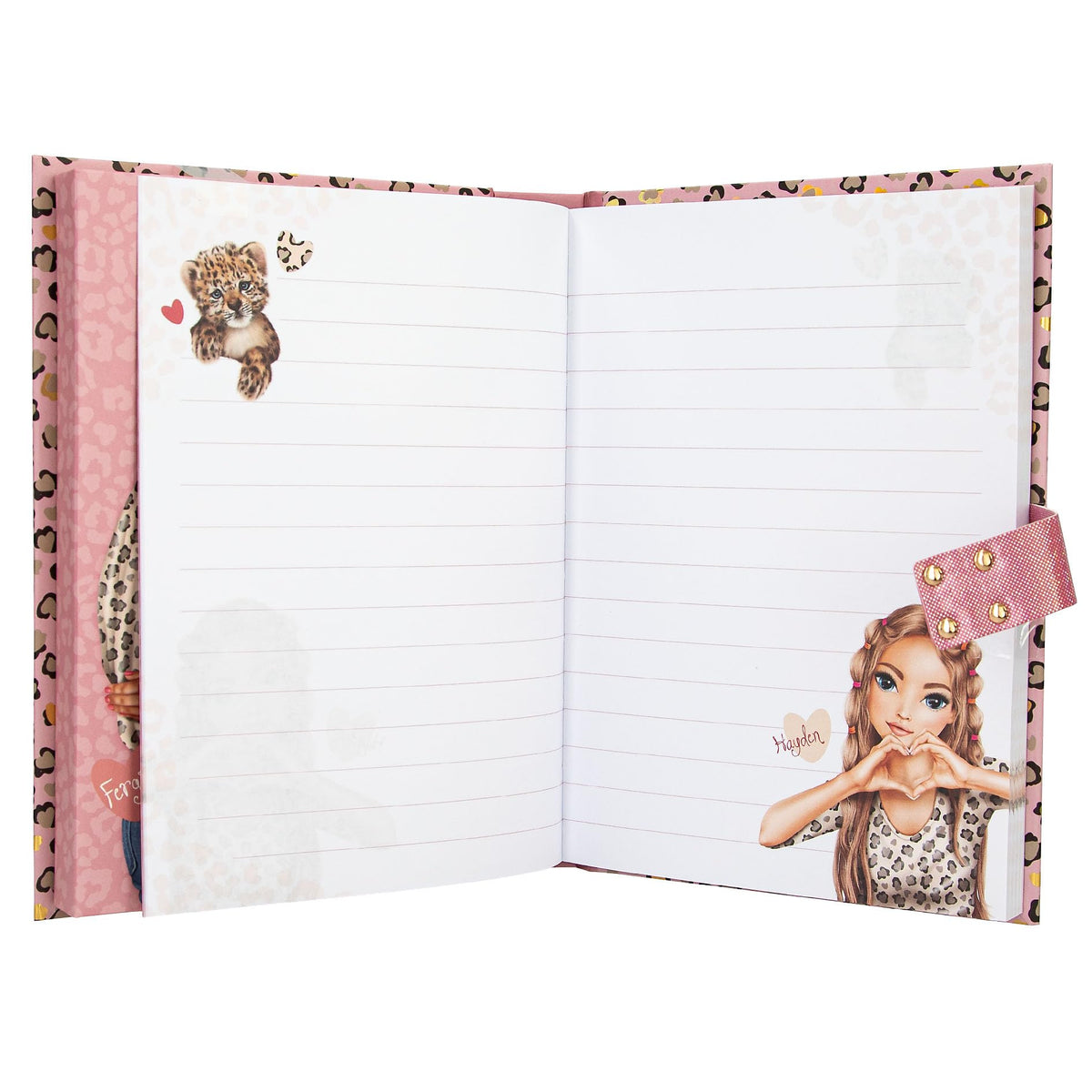 Depesche 13941 TOPModel Leoheart - Secret Code Diary with Sound in Pink, with Model Design, Leo Pattern and Gold, including 80 finely lined and colorfully illustrated pages