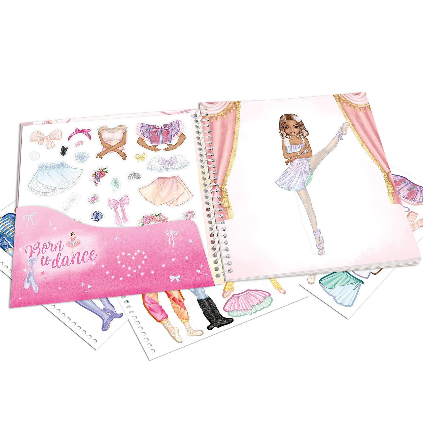 Depesche 13611 TOPModel Ballet Dress Me Up Sticker Book with 24 Pages Pre-Printed Ballerina Motifs for DIY Includes 11 Sticker Sheets
