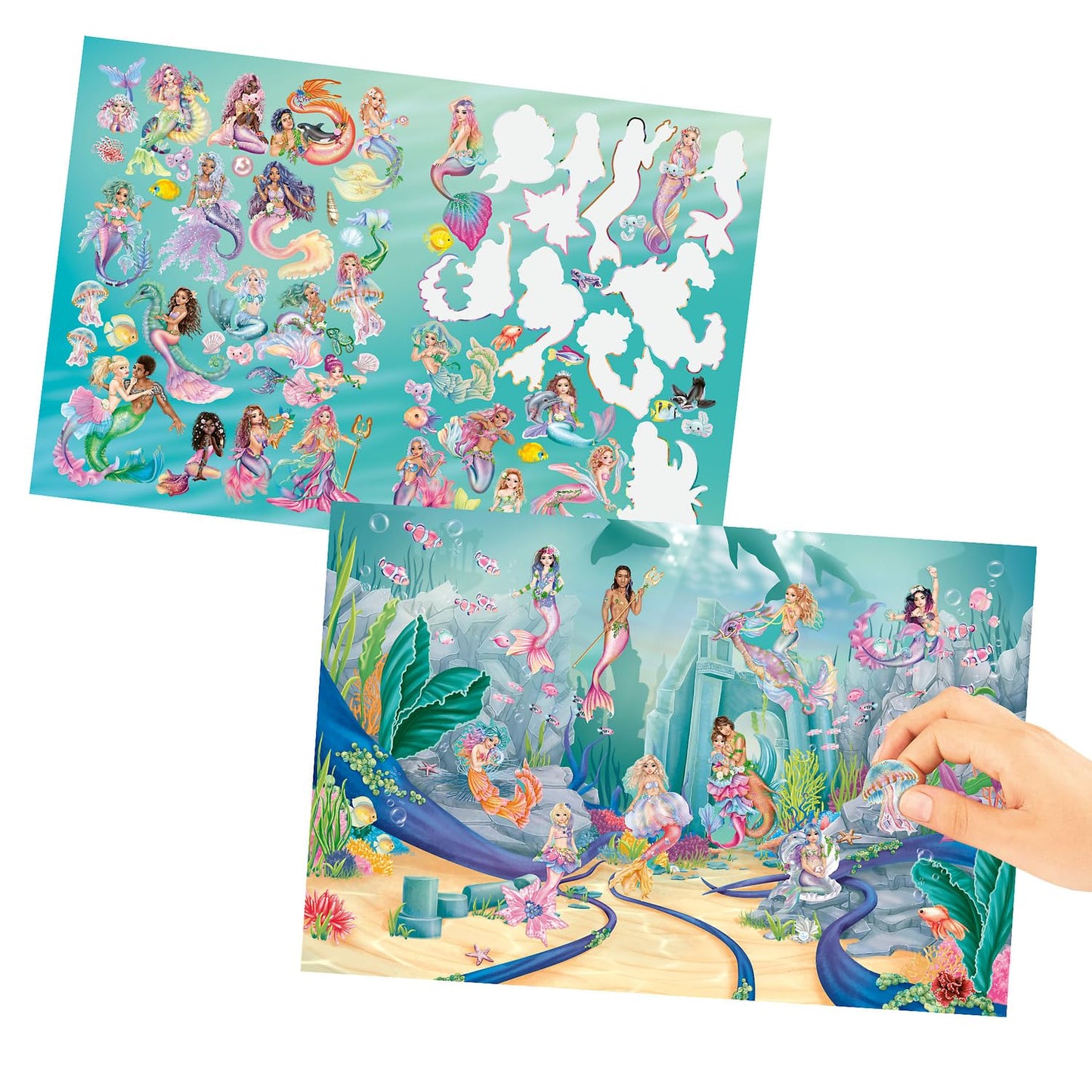 Depesche 13395 TOPModel Mermaid - Metallic Sticker Book with 26 Detailed Pages with Underwater Background and 4 Pages of Accessory Stickers