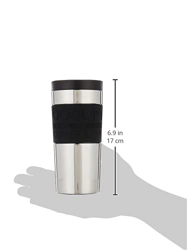 BODUM 11093-01 Screw-Top Vacuum Stainless Steel Travel Mug, 0.35 L - Small, Black, 1 Count (Pack of 1)