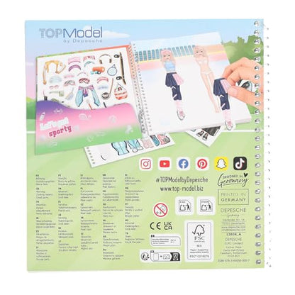 Depesche 13808 TOPModel Dress Me Up Sticker Book Sports with 24 Pages Sporty Model Motifs to Design Yourself Includes 11 Sticker Sheets