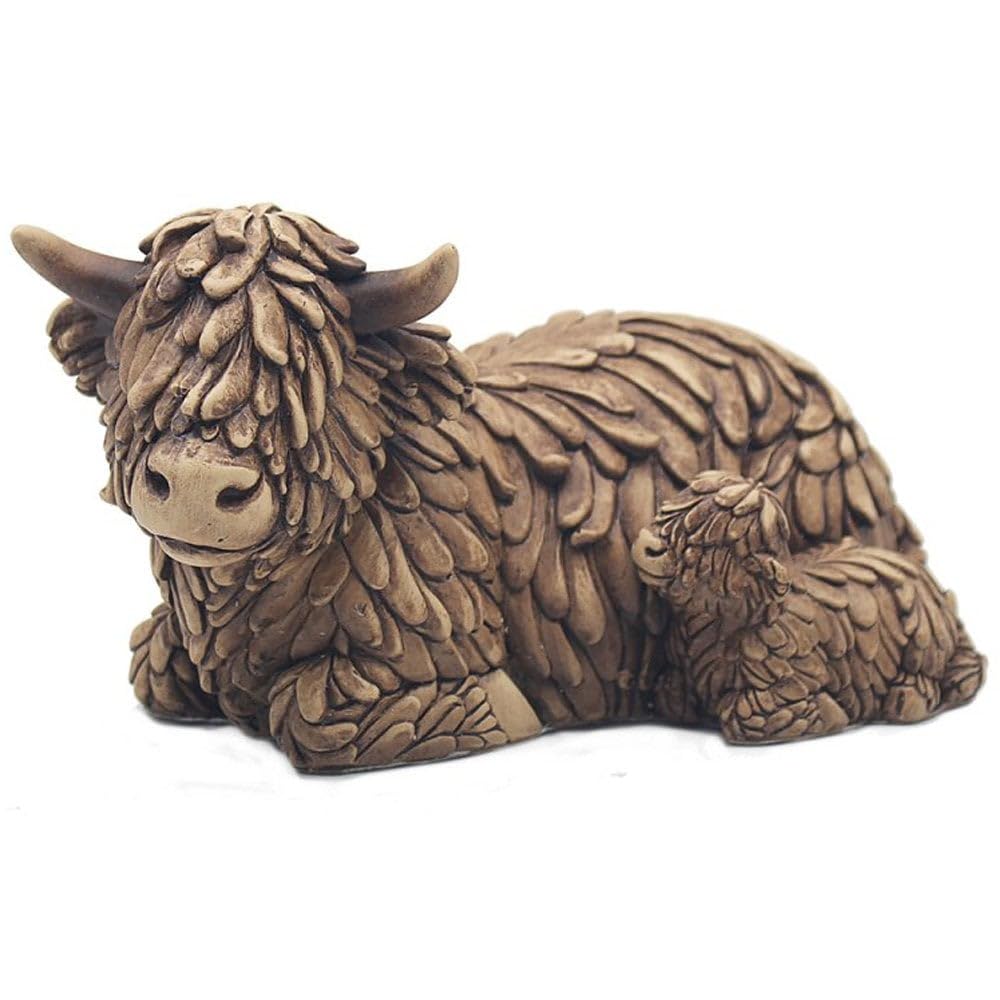 Lesser & Pavey Hughie Highland Cow & Calf Ornaments For Gift | Lovely Highland Cow Gifts For Home and Office Decoration | From The Leonardo Collection Animal Ornaments Range -LP72938