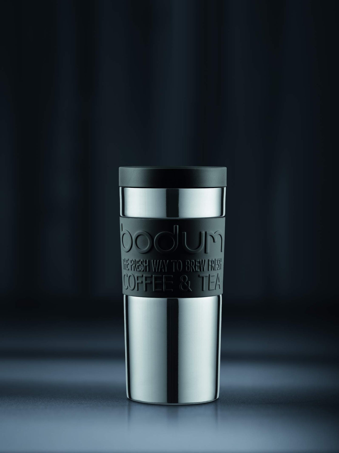 BODUM 11093-01 Screw-Top Vacuum Stainless Steel Travel Mug, 0.35 L - Small, Black, 1 Count (Pack of 1)