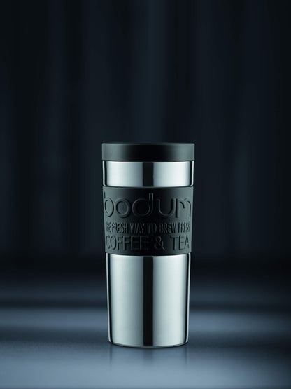 BODUM 11093-01 Screw-Top Vacuum Stainless Steel Travel Mug, 0.35 L - Small, Black, 1 Count (Pack of 1)