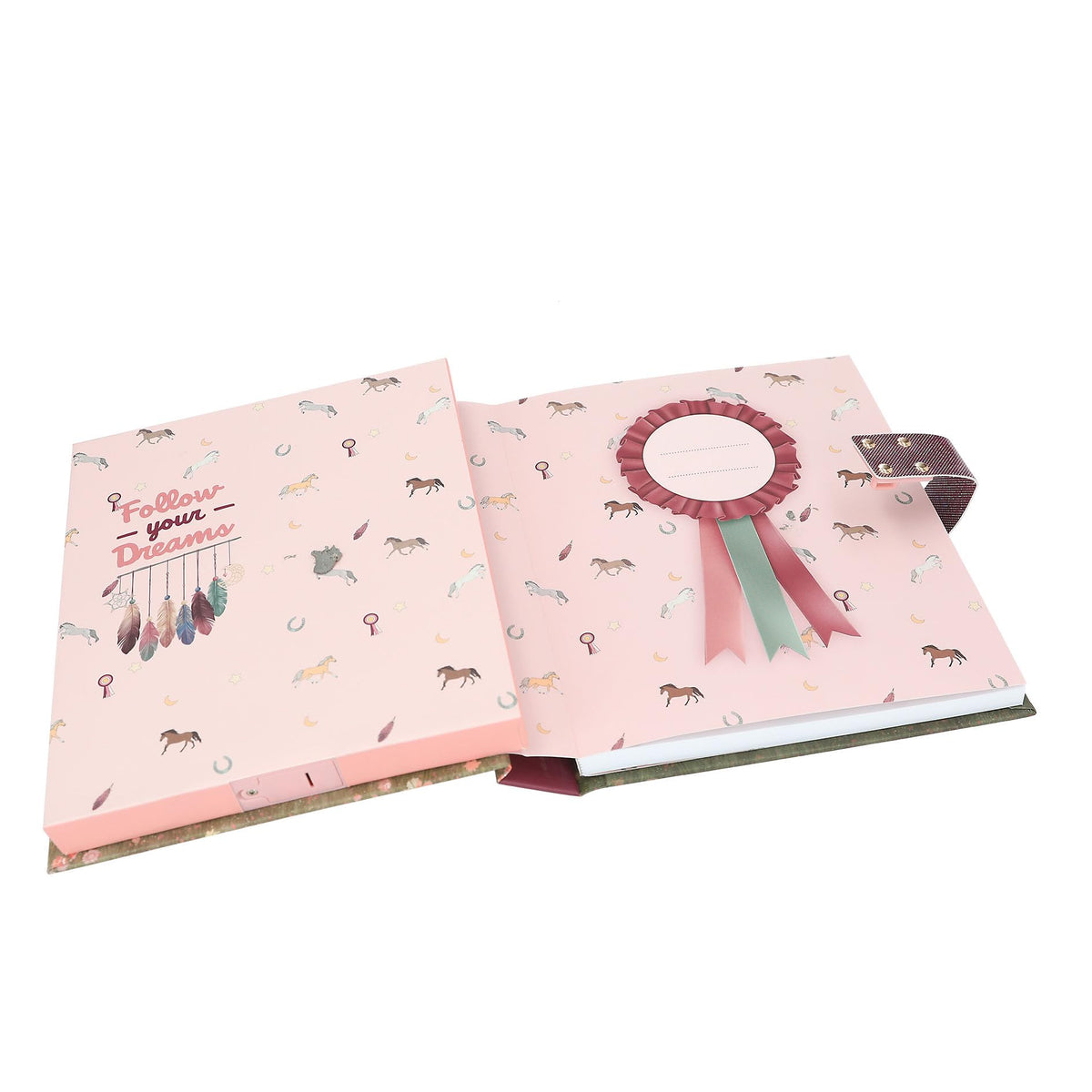 Depesche Miss Melody 13998 Diary with Number Code and Sound, in Rose and Red, with Horse Motif and Flowers, Includes 80 Finely Lined and Colourful Illustrated Pages