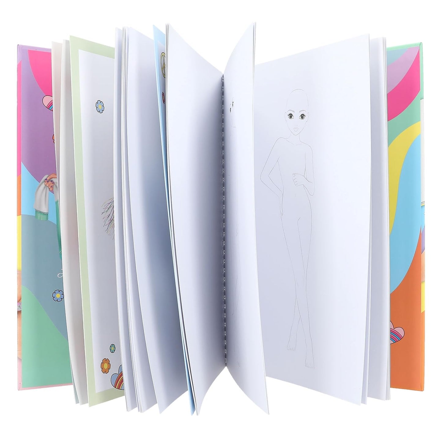 Depesche TOPModel 12943 Colouring Book Set with 76 Pages for Designing Model Motifs, Includes Colouring Template, Sticker Sheet, Pens and Much More