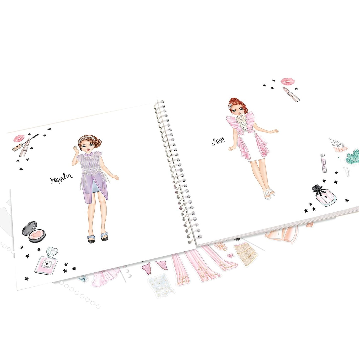 Depesche 13583 TOPModel Create Your Glam Look Colouring Book Set with 36 Pages for Designing Outfits, Includes 6 Sticker Sheets
