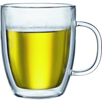 Bodum 10606-10 BISTRO Espresso Mug Set (Double-Walled, Dishwasher Safe, 0.45 L/15 oz) - Pack of 2, Transparent