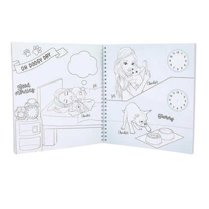 Depesche TOPModel 13218 Create Your Doggy Colouring Book with 40 Pages for Designing Dogs Motifs Includes 5 Sticker Sheets Multi-Coloured