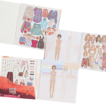 Depesche 13573 TOPModel Cosy-Book 24 Preprinted Pages to Create Outfits, Including 11 Sheets of Stickers, Paper, Multicolour, One Size