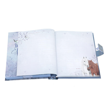 Depesche Miss Melody 13237 Diary with Number Code and Sound, Book in Blue and Purple, with Horse Motif and 80 Lined and Colourful Illustrated Pages