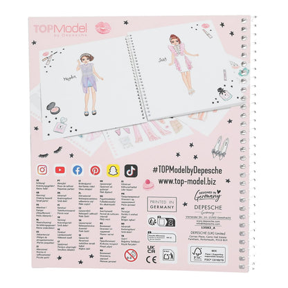 Depesche 13583 TOPModel Create Your Glam Look Colouring Book Set with 36 Pages for Designing Outfits, Includes 6 Sticker Sheets