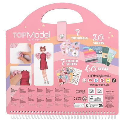 Depesche 13574 TOPModel - Dress Me Up Sticker Book with 20 Pages of Pre-Printed Ballerina Designs for DIY Craft Paper and 5 Sheets of Stickers Included