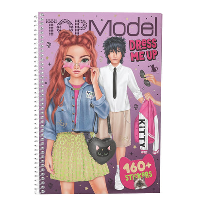 Depesche 13387 TOPModel Rebel Kitty-Dress Me Up Book with 20 Pages of Pre-Printed Templates to DIY Including 7 Sheets of Stickers, Multicolor, One Size