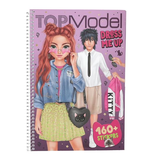 Depesche 13387 TOPModel Rebel Kitty-Dress Me Up Book with 20 Pages of Pre-Printed Templates to DIY Including 7 Sheets of Stickers, Multicolor, One Size
