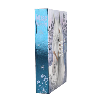 Depesche Miss Melody 13237 Diary with Number Code and Sound, Book in Blue and Purple, with Horse Motif and 80 Lined and Colourful Illustrated Pages