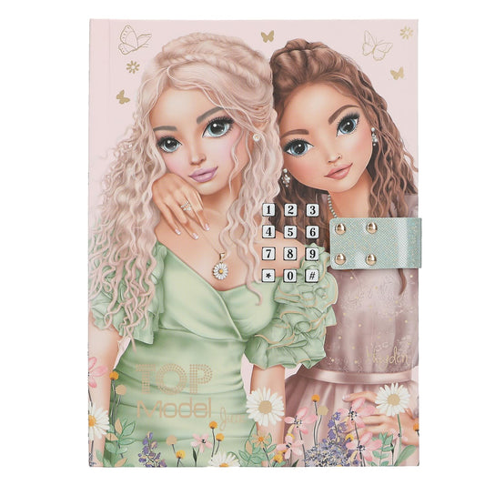 Depesche TOPModel Summer Feeling 13622 Diary with Number Code and Sound, Book in Pink, with Model Motif and 192 Lined Pages