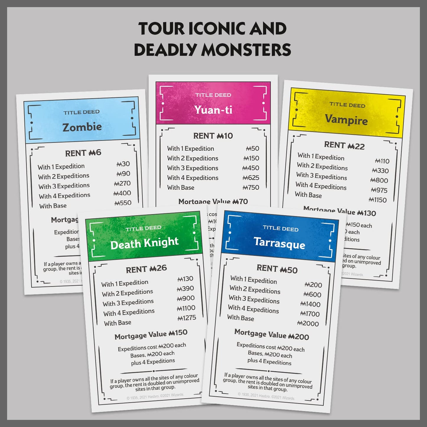 Winning Moves Dungeons and Dragons Monopoly Board Game, Play with monsters such as Beholder, Storm Giant and Demogorgon, Advance to Death Knight, Red Dragon and Lich, 2-6 player game for ages 12 plus