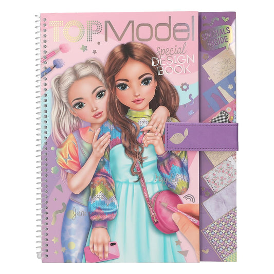 Depesche TOPModel 13584 Colouring Book with 33 Pre-Printed Pages for Designing Outfits, Set Including Paper, Stencil, Stickers and Much More, White