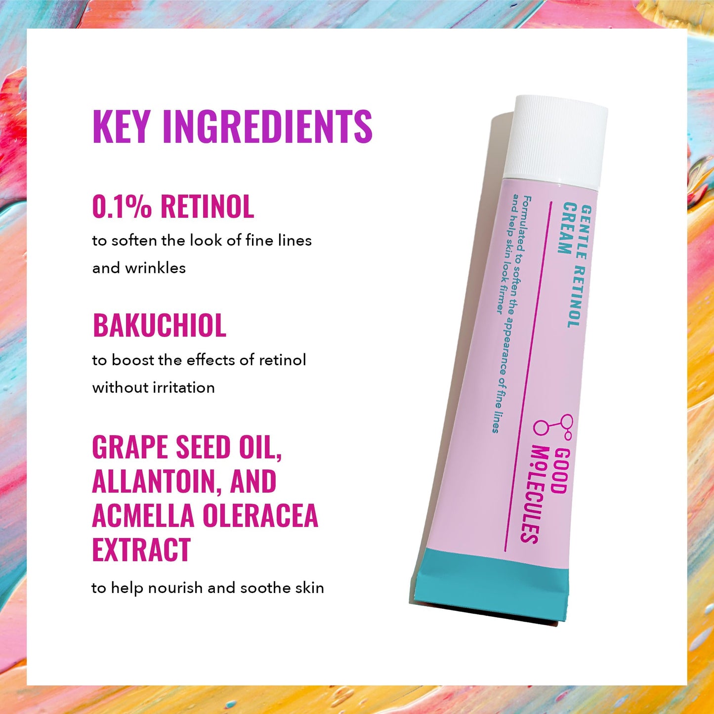 Good Molecules Gentle Retinol Cream 30ml/1oz - Night Cream With Retinol And Bakuchiol - Anti-Aging Skincare For Face Minimize Fine Lines, Wrinkles, Breakouts, Enlarged Pores, Hyperpigmentation