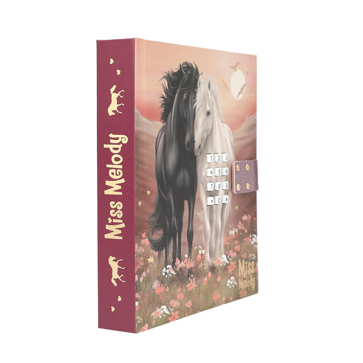 Depesche Miss Melody 13998 Diary with Number Code and Sound, in Rose and Red, with Horse Motif and Flowers, Includes 80 Finely Lined and Colourful Illustrated Pages