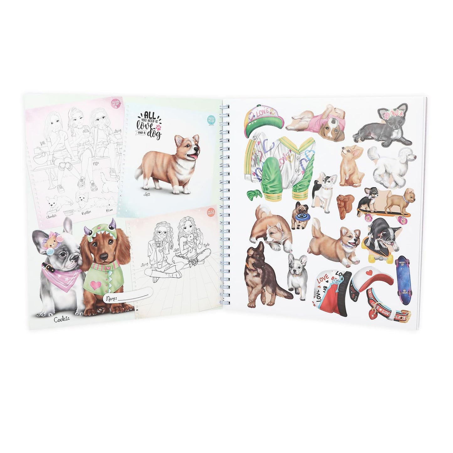 Depesche TOPModel 13218 Create Your Doggy Colouring Book with 40 Pages for Designing Dogs Motifs Includes 5 Sticker Sheets Multi-Coloured