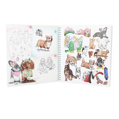 Depesche TOPModel 13218 Create Your Doggy Colouring Book with 40 Pages for Designing Dogs Motifs Includes 5 Sticker Sheets Multi-Coloured