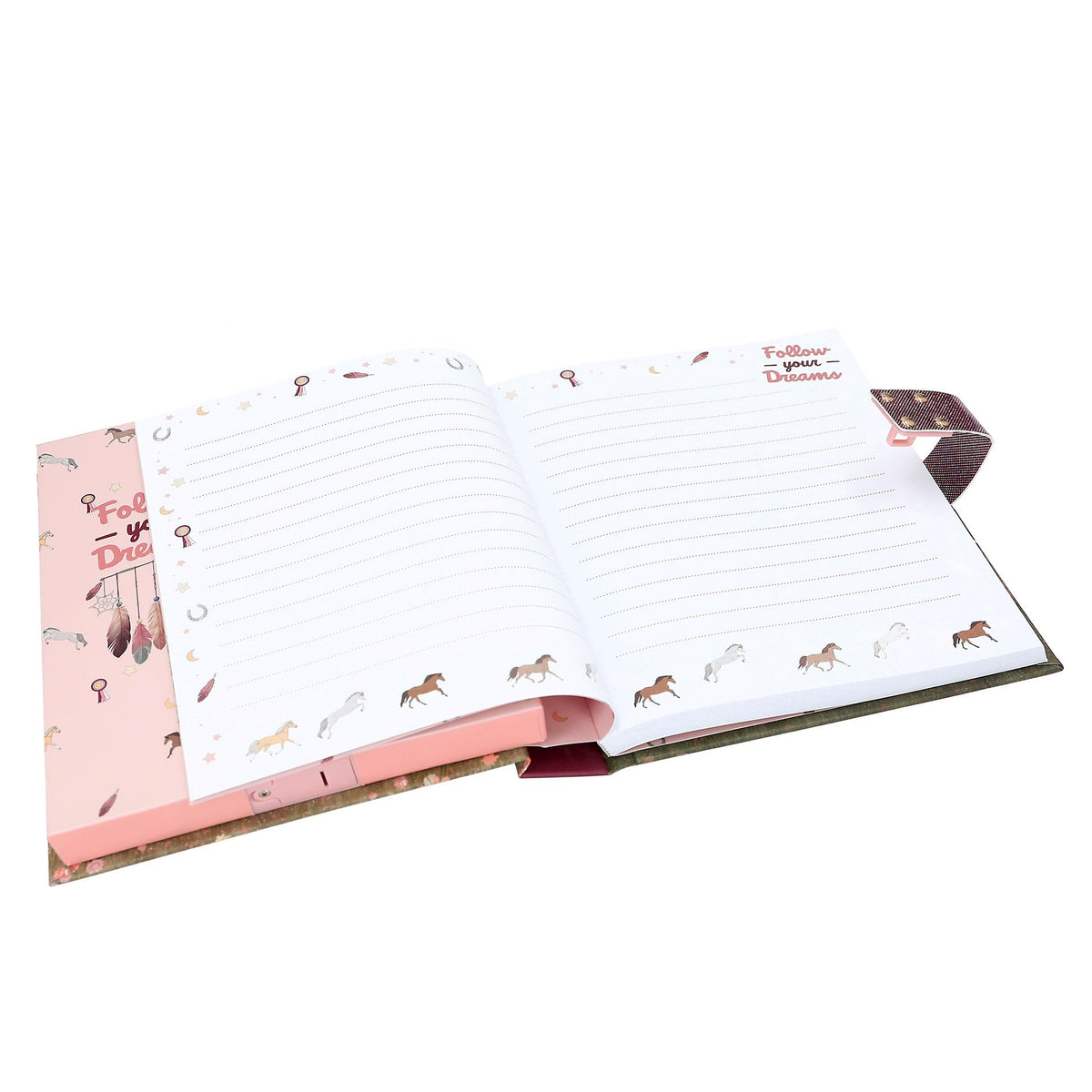 Depesche Miss Melody 13998 Diary with Number Code and Sound, in Rose and Red, with Horse Motif and Flowers, Includes 80 Finely Lined and Colourful Illustrated Pages