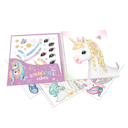 Depesche 13750 Ylvi Create Your Special Unicorn - Dress Me Up Sticker Book with 24 Pages of Unicorn Designs to Decorate with 11 Pages of Stickers Accessories