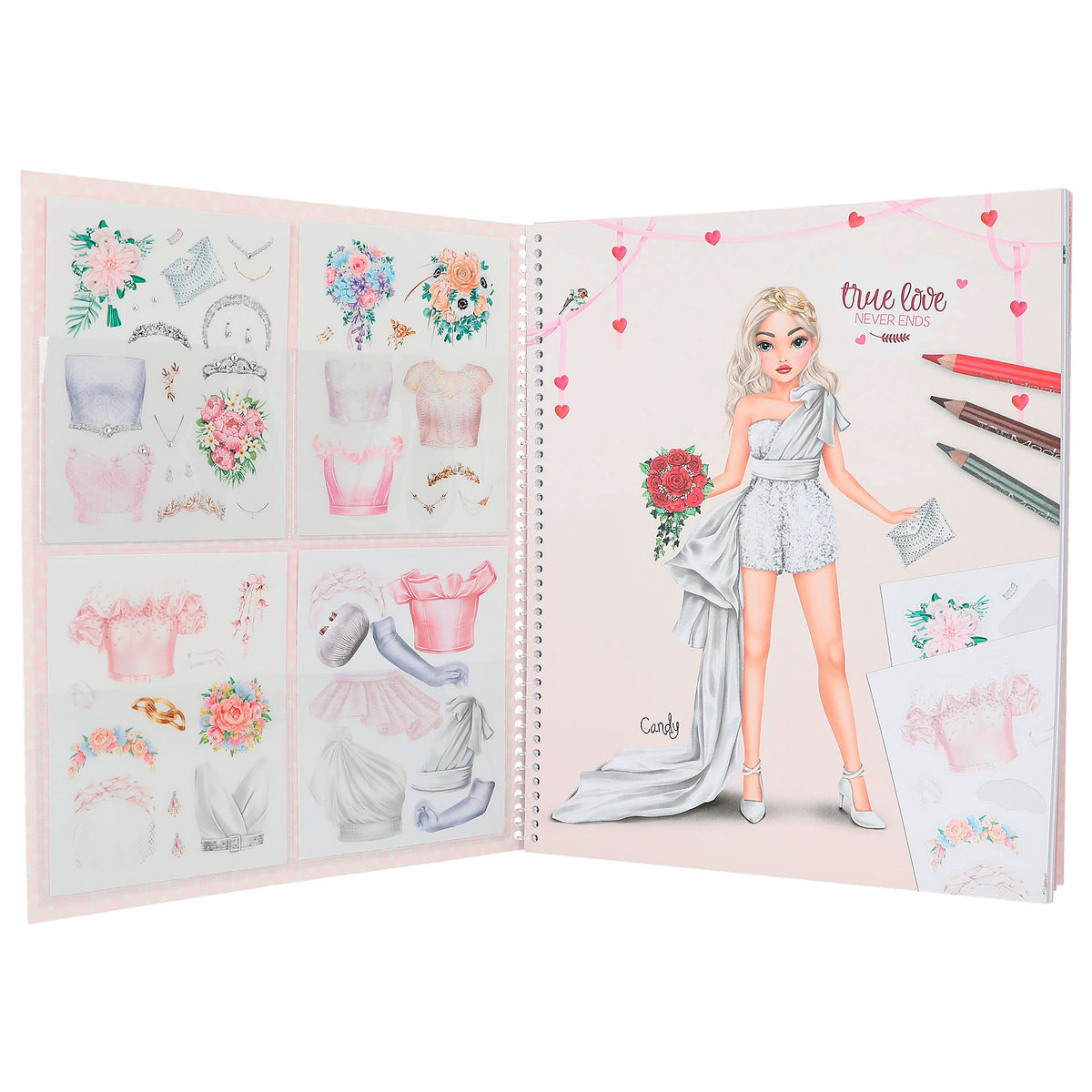Depesche 12393 Create your TOPModel Wedding Special Sticker Book with 60 Pages to Create Beautiful Outfits, Includes Sticker Sheet, Stencil and Fabric Pattern Sheet