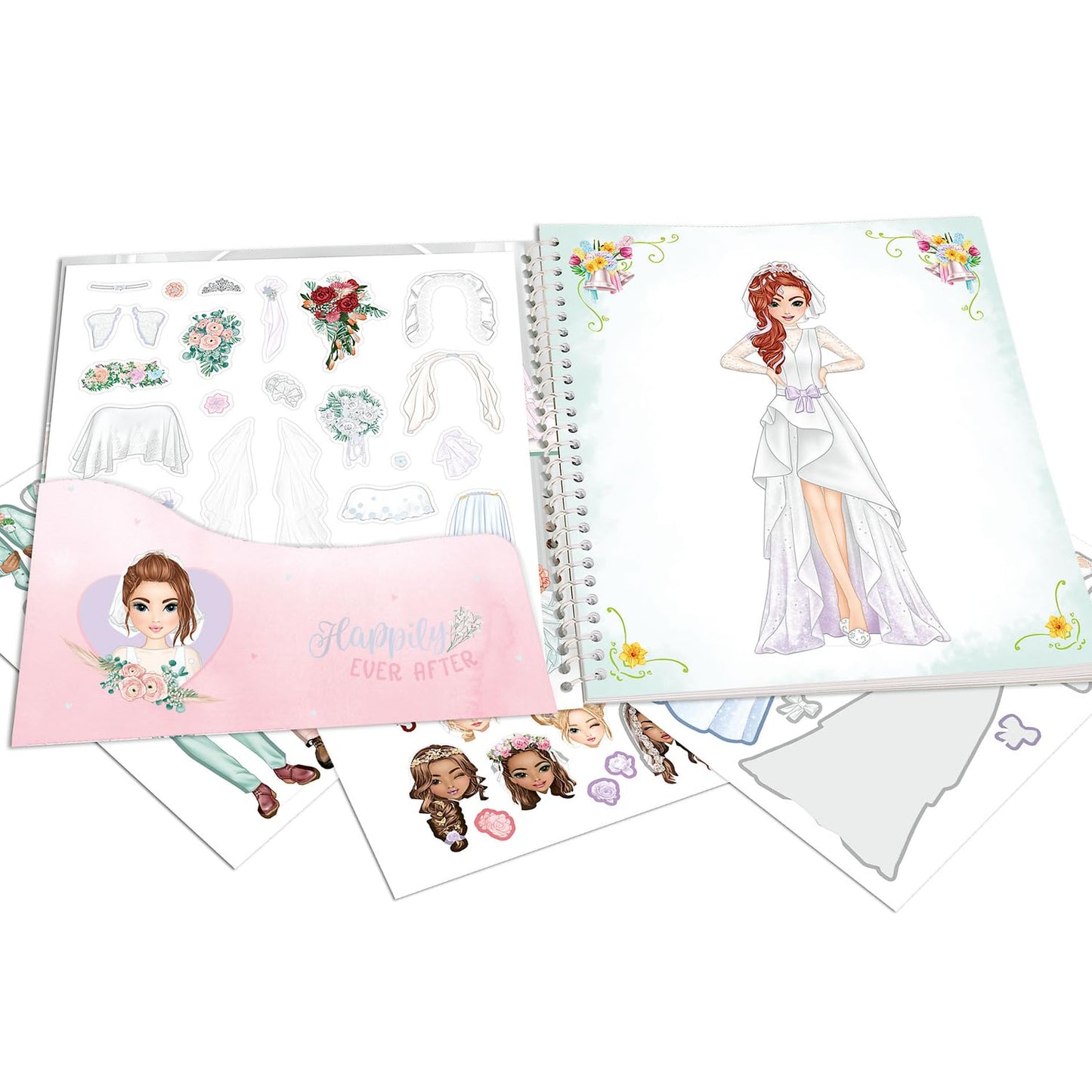 Depesche 13529 TOPModel Dress Me Up Colouring Book Set with 24 Pre-Printed Pages for Colouring, Includes 11 Sticker Sheets