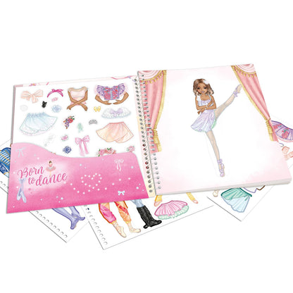 Depesche 13611 TOPModel Ballet Dress Me Up Sticker Book with 24 Pages Pre-Printed Ballerina Motifs for DIY Includes 11 Sticker Sheets