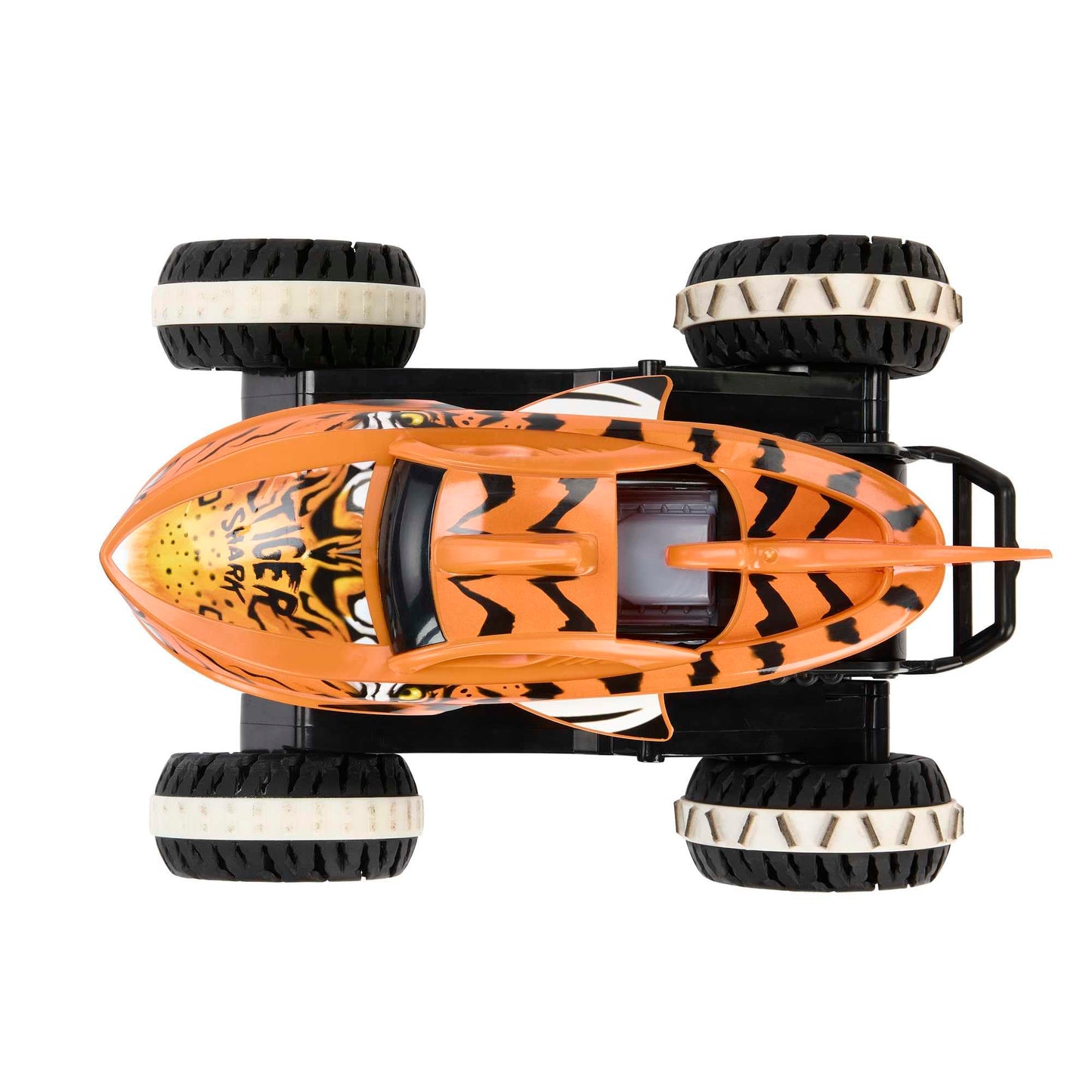 Hot Wheels Monster Trucks Remote Control Car, Unstoppable Tiger Shark with Tread Attack Tires and Terrain Stomp Technology, 1:15 Scale, Toys for Ages 4 and Up, HGV87