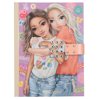Depesche TOPModel Girl Power 13621 Diary with Number Code and Sound, Book in Pink, with Model Motif and 192 Lined Pages