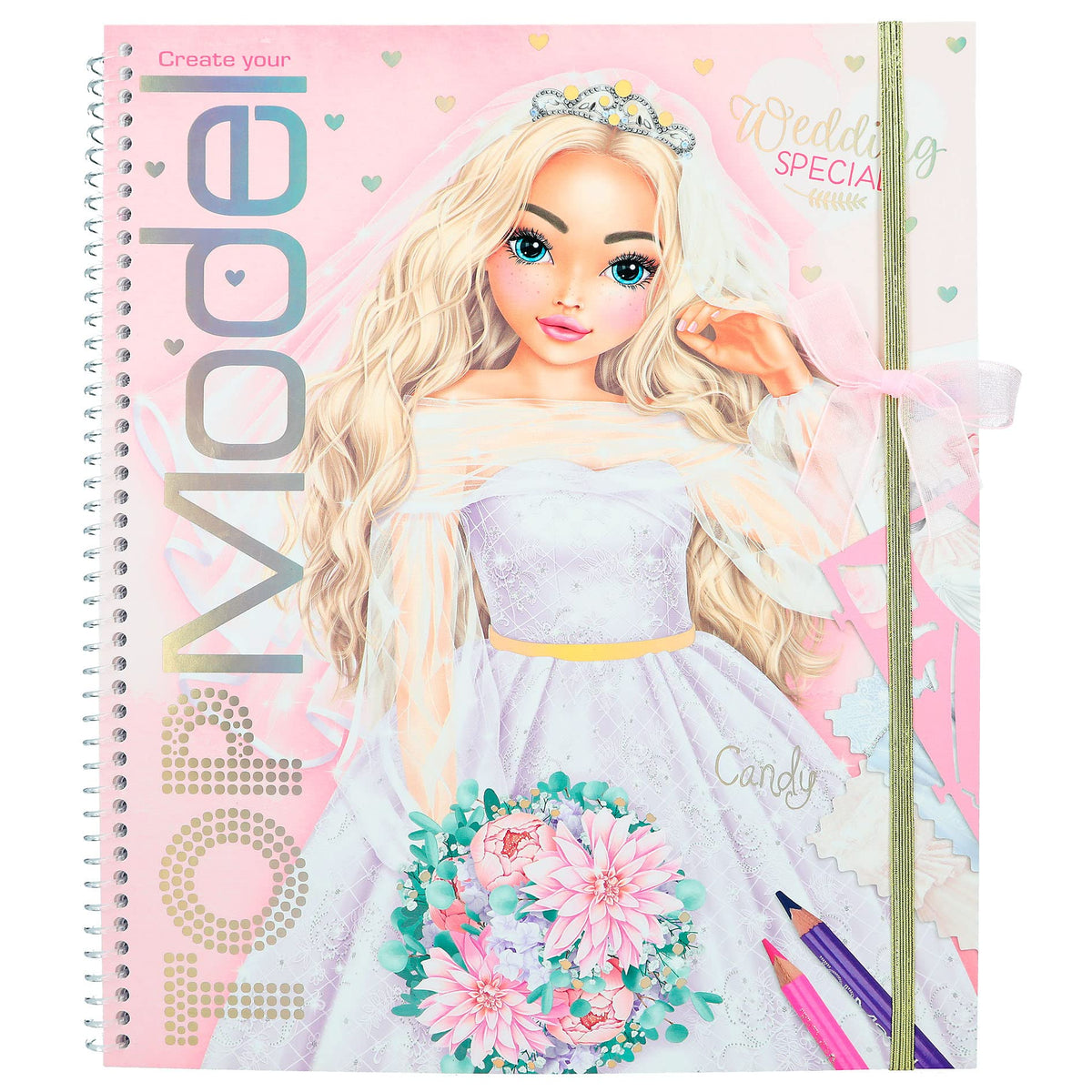 Depesche 12393 Create your TOPModel Wedding Special Sticker Book with 60 Pages to Create Beautiful Outfits, Includes Sticker Sheet, Stencil and Fabric Pattern Sheet