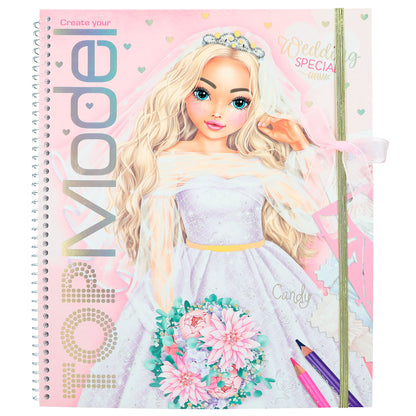 Depesche 12393 Create your TOPModel Wedding Special Sticker Book with 60 Pages to Create Beautiful Outfits, Includes Sticker Sheet, Stencil and Fabric Pattern Sheet