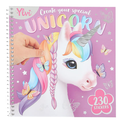 Depesche 13750 Ylvi Create Your Special Unicorn - Dress Me Up Sticker Book with 24 Pages of Unicorn Designs to Decorate with 11 Pages of Stickers Accessories
