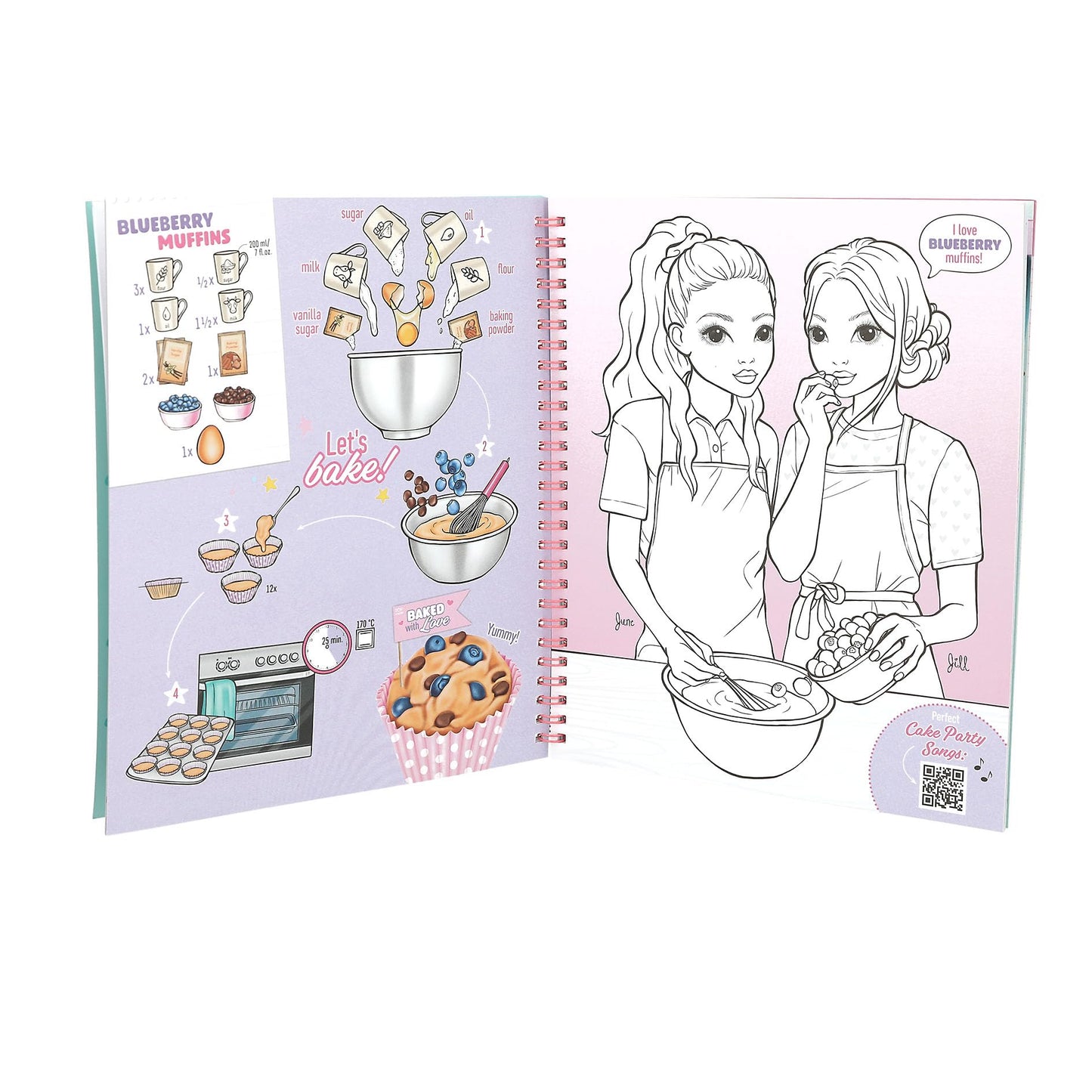 Depesche TOPModel Cake & Bake 13386 Colouring Book with Sequins, with 32 Pages for Designing Model and Baking Motifs, Includes 5 Sticker Sheets