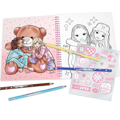 Depesche TOPModel Team Teddy 13210 Colouring Book with 40 Pages for Designing Model and Teddy Motifs, Includes 1 Sticker Sheet