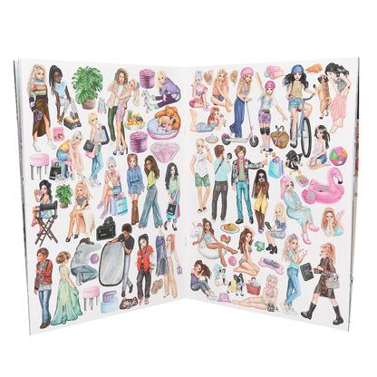 Depesche 13423 TOPModel Stickerworld Book 16 Detailed Backgrounds and 6 Pages of Accessory Stickers, Multi-Colour, Approx. 26 x 21 x 0.5 cm