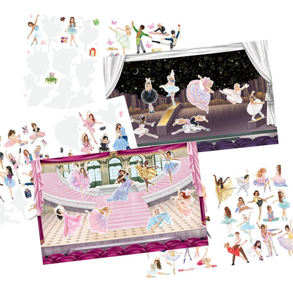 Depesche 13610 TOPModel Stickerworld Ballet Sticker Book with 20 Background Pages for Gluing, Includes 3 Double Pages Clothing and Accessory Stickers